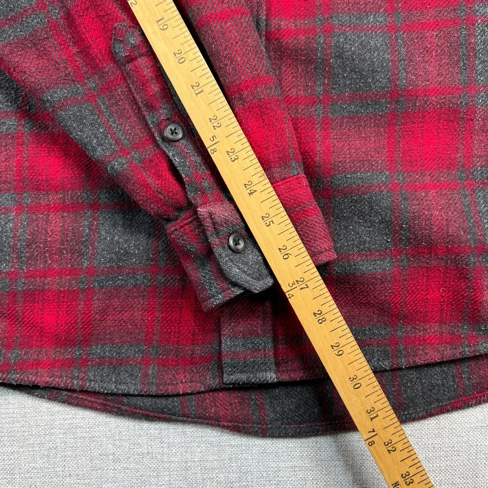 Orvis Big Bear Heavyweight Flannel Shirt Men XL Red Gray Plaid Pockets Utility - Picture 8 of 11